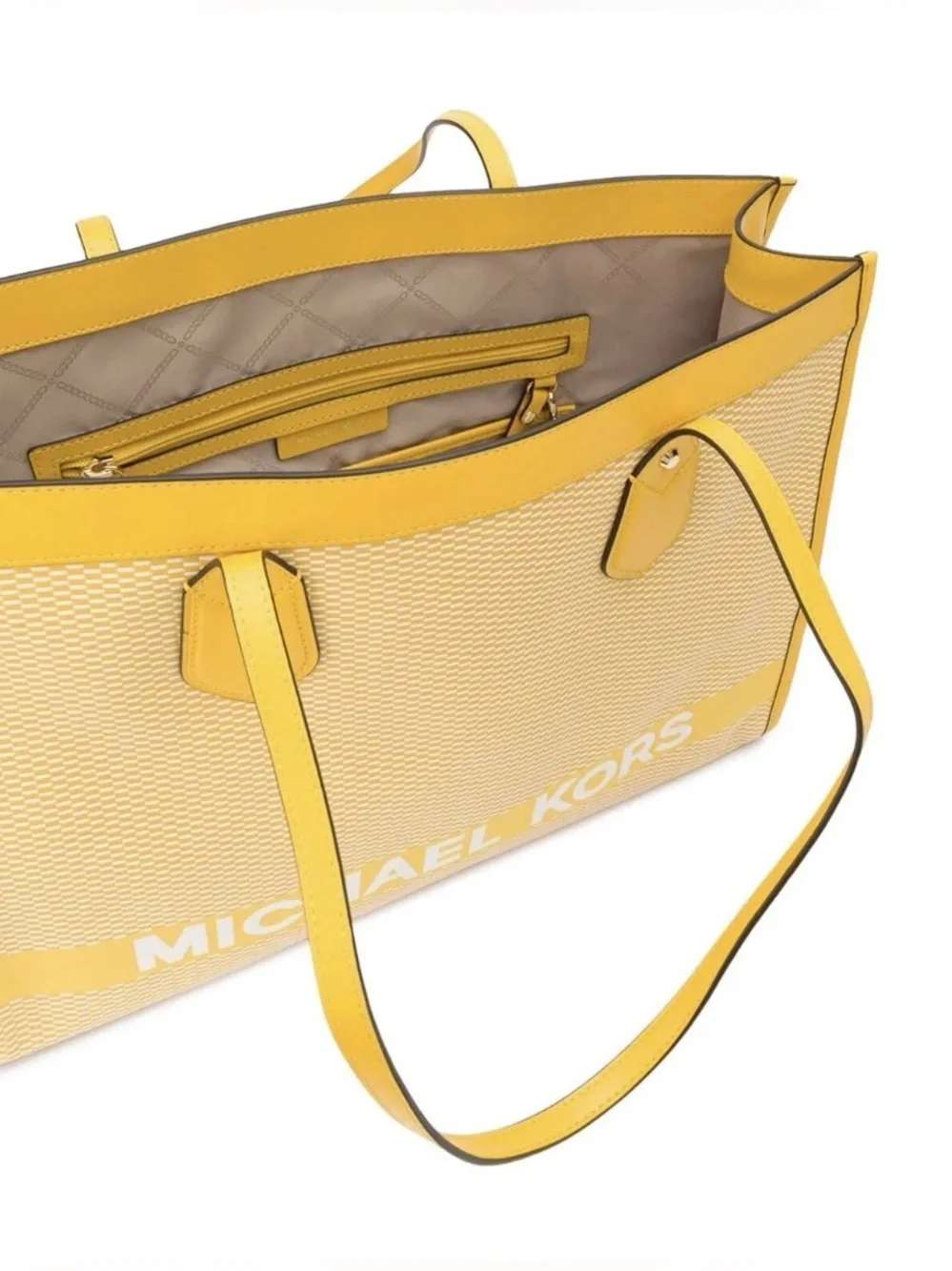 Michael Kors Yellow Logo-Trim Canvas Tote